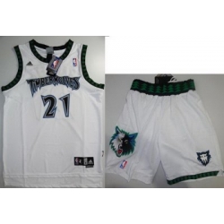 Minnesota Timberwolves 21 Kevin Garnett White Jerseys Shorts NBA Suits