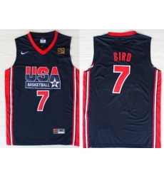 1992 Olympics Team USA 7 Larry Bird Navy Blue Swingman Jersey 