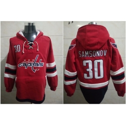 Men Washington Ilya Samsonov 30 Red Stitched NHL Hoodie