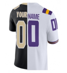 NFL Saints NCAA Tigers Split Customized Black White Jersey