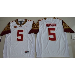 Florida State Seminoles 5 Jameis Winston White College Jersey