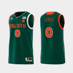 Men Miami Hurricanes Chris Lykes Green Replica College Basketball Jersey