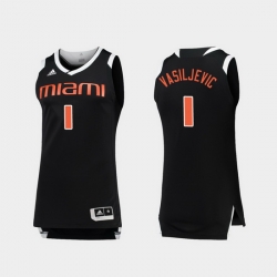 Men Miami Hurricanes Dejan Vasiljevic Black White Chase College Basketball Jersey