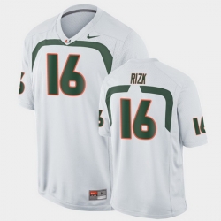 Men Miami Hurricanes Ryan Rizk Game White College Football Jersey