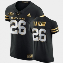 Men Miami Hurricanes Sean Taylor Golden Edition Black Authentic Jersey