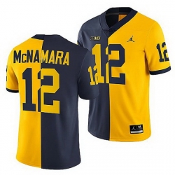 Michigan Wolverines 2021 22 Cade Mcnamara Navy Maize Split Edition College Football Jersey