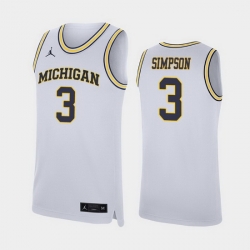 Michigan Wolverines Zavier Simpson White Replica Men'S Jersey