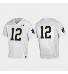 Men Notre Dame Fighting Irish 12 White Replica College Football Jersey