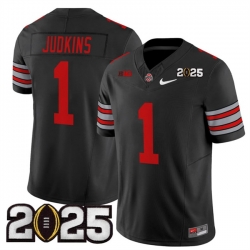 Men's Ohio State Buckeyes #1 Quinshon Judkins Black 2025 CFP Final Patch F.U.S.E. Vapor Limited Stitched Football Jersey