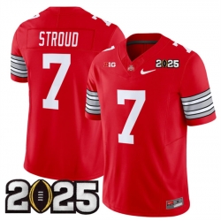 Men's Ohio State Buckeyes #7 C.J. Stroud Red 2025 CFP Final Patch F.U.S.E. Vapor Limited Stitched Football Jersey