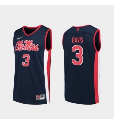 Men Ole Miss Rebels Terence Davis Navy Replica College Basketball Jersey