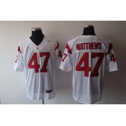 Trojans #47 Clay Matthews White Stitched NCAA Jersey