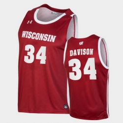 Men Wisconsin Badgers Brad Davison Replica Red College Basketball Jersey