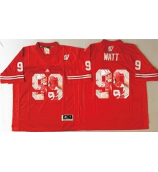 Wisconsin Badgers 99 J J  Watt Red Portrait Number College Jersey