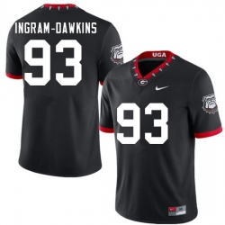 Men #93 Tyrion Ingram-Dawkins Georgia Bulldogs 100th Anniversary College Football Jerseys Sale-100th