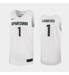 Michigan State Spartans Joshua Langford White Replica Men'S Jersey