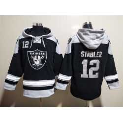 Los Angeles Raiders Sitched Pullover Hoodie #12 Ken Stabler