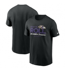 Men Baltimore Ravens Black 2024 AFC North Champions Locker Room Trophy Collection T Shirt