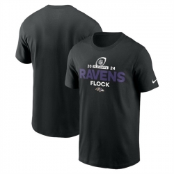 Men Baltimore Ravens Black 2024 Playoffs T Shirt