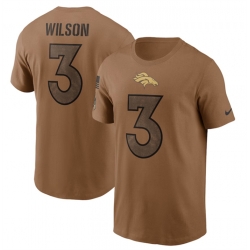 Men Denver Broncos 3 Russell Wilson 2023 Brown Salute To Service Name  26 Number T Shirt