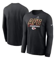 Men Kansas City Chiefs Black 2023 AFC Champions Iconic Long Sleeve T Shirt