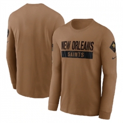 Men New Orleans Saints 2023 Brown Salute To Service Long Sleeve T Shirt