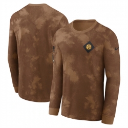 Men Pittsburgh Steelers Brown 2023 Salute To Service Long Sleeve T Shirt