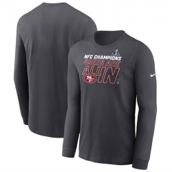 Men San Francisco 49ers Anthracite 2023 NFC Champions Locker Room Trophy Collection Long Sleeve T Shirt