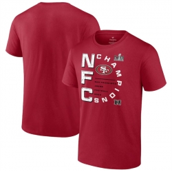 Men San Francisco 49ers Scarlet 2023 NFC Champions Right Side Big  26 Tall T Shirt