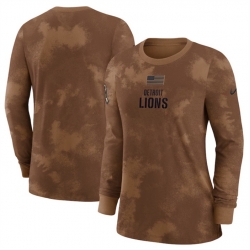 Women Detroit Lions Brown 2023 Salute To Service Long Sleeve T Shirt