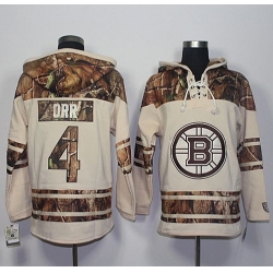 Bruins #4 Bobby Orr Cream Camo Stitched NHL Hoody