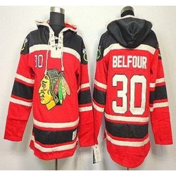 Chicago Blackhawks 30 Ed Belfour Red Lace-Up NHL Jersey Hoodies