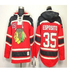 Chicago Blackhawks 35 Tony Esposito Red Lace-Up NHL Jersey Hoodies