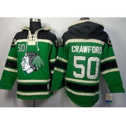 Chicago Blackhawks 50 Corey Crawford Green Lace-Up Hoodies