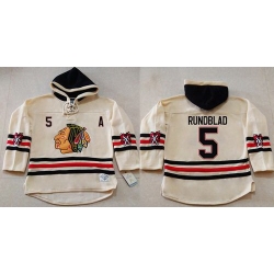 Men Chicago Blackhawks 5 David Rundblad Cream Heavyweight Pullover Hoodie Stitched NHL Jersey