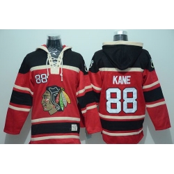 Men Chicago Blackhawks 88 Patrick Kane Red Sawyer Hooded Sweatshirt Stitched NHL Jersey