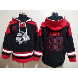 Men Chicago Blackhawks Patrick Kane 88 Black Stitched NHL Hoodie