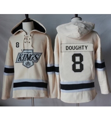 Men Los Angeles Kings 8 Drew Doughty Cream Sawyer Hooded Sweatshirt Stitched NHL Jersey