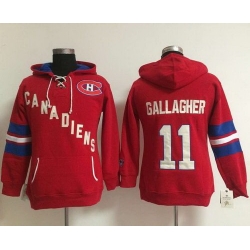 Montreal Canadiens 11 Brendan Gallagher Red Women Old Time Heidi NHL Hoodie