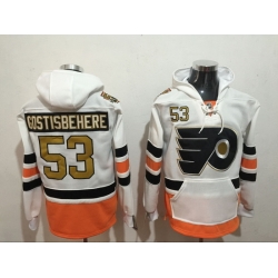 Men's Philadelphia Flyers 53 Shayne Gostisbehere White Stitched Hoody