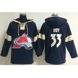 Colorado Avalanche 33 Patrick Roy Blue Pullover Hoodie Jersey