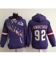 Colorado Avalanche 92 Gabriel Landeskog Purple Women Old Time Heidi NHL Hoodie