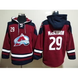 Men Colorado Avalanche Nathan MacKinnon 29 Red Stitched NHL Hoodie