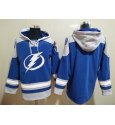 Men's Tampa Bay Lightning Blank Blue Ageless Must-Have Lace-Up Pullover Hoodie