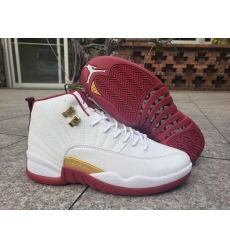 Air Jordan 12 Retro GS White Wine Red Men Shoes