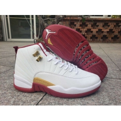 Air Jordan 12 Retro GS White Wine Red Men Shoes