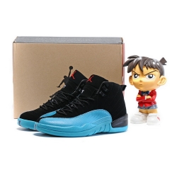 Jordan 12 Retro Men Shoes Black Cyan