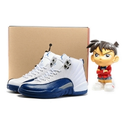 Jordan 12 Retro Men Shoes White French Blue