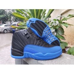 Men Air Jordan 12 Retro Men Shoes Black Blue