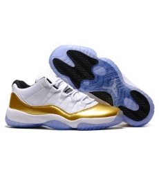 2016 Air Jordan 11 Low Retro Olympic White Metallic Gold Coin Black For Sale